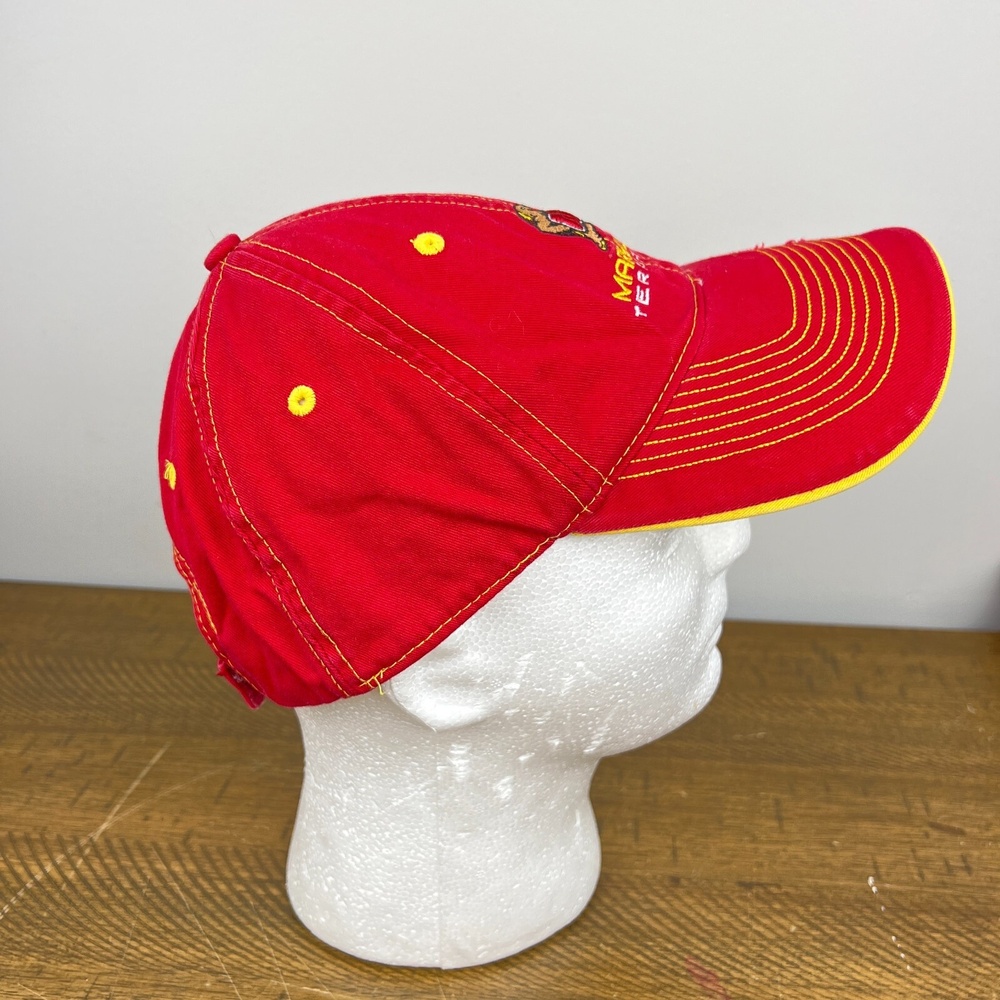 Maryland Terrapins Hat Red Yellow‎ Baseball Cap Spell Out Adjustable Strapback - Picture 8 of 10